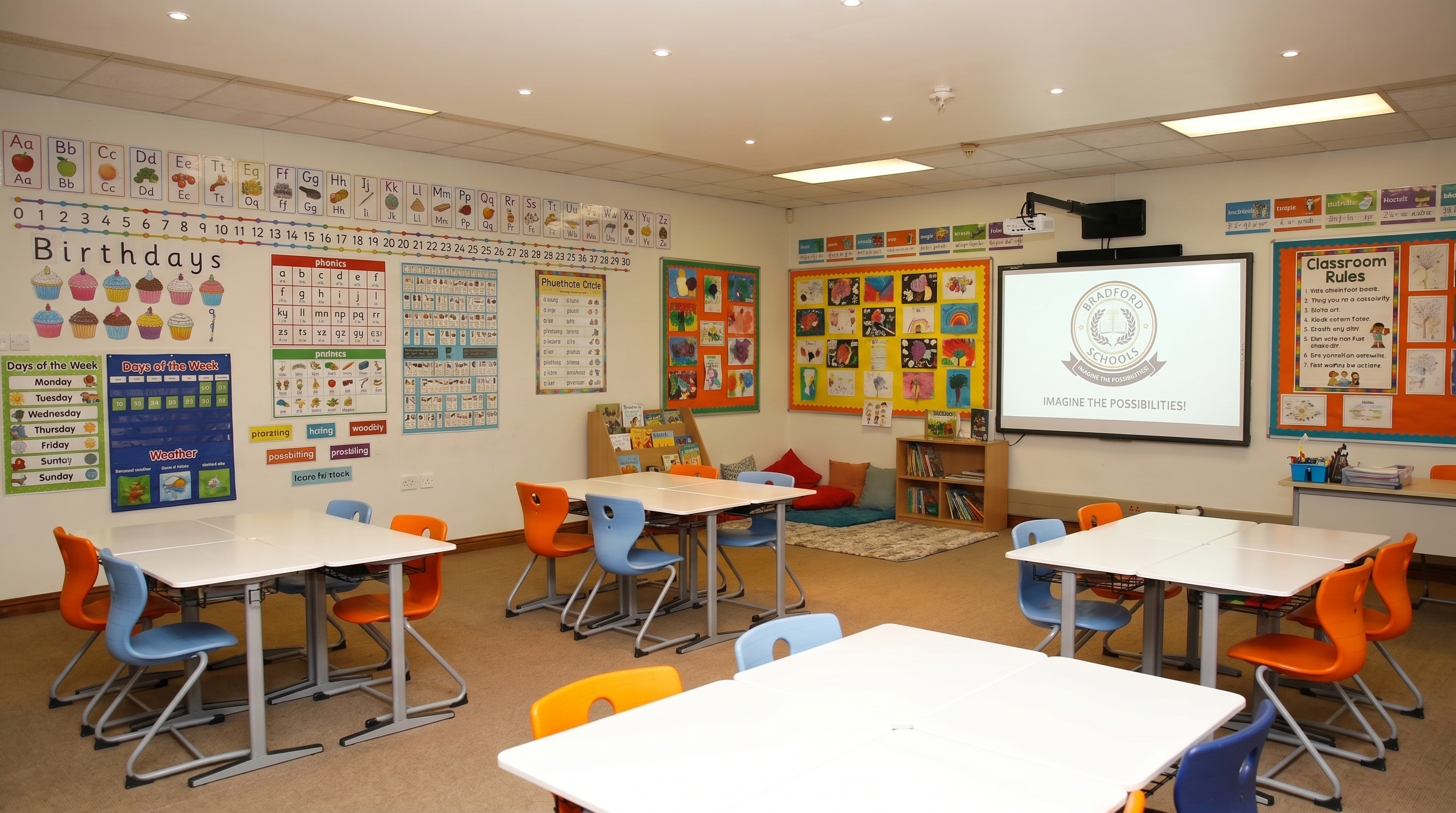 Grade 1 learners in their classroom