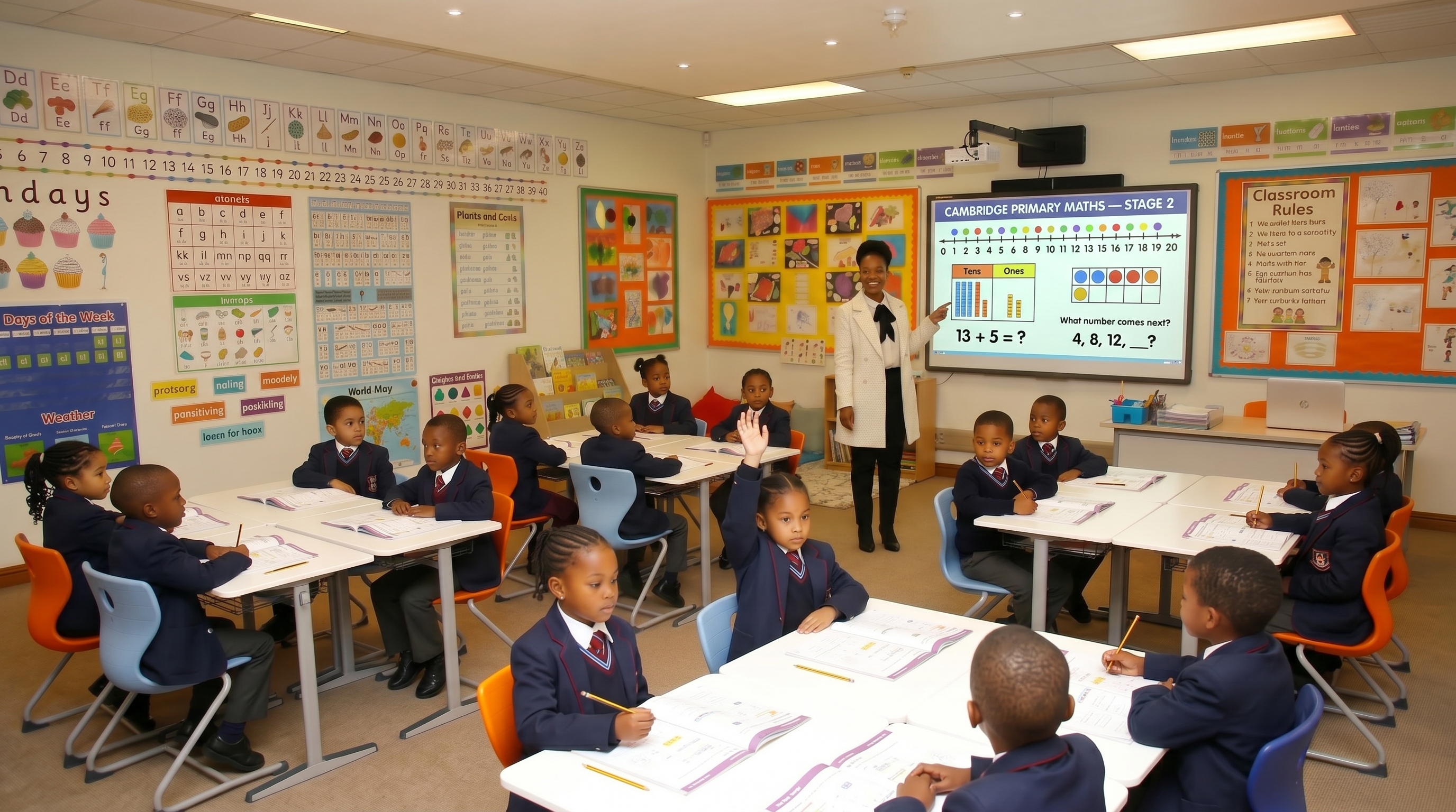 Grade 1 learners engaged in Mathematics